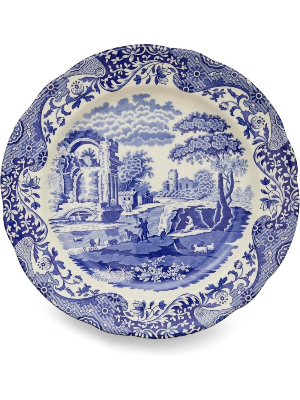 Elegant 12" Blue Italian Charger Plate | Fine Porcelain Dinnerware | Wedding